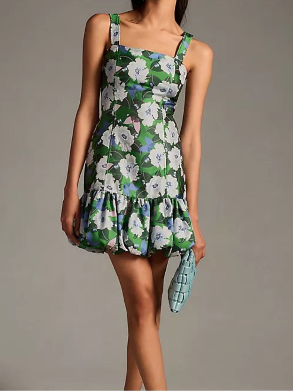 NWT Maeve Anthropologie Square Neck Jacquard Bubble Hem Dress